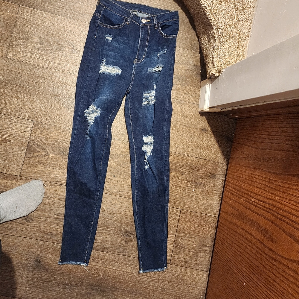 Shein Distressed Blue Jeans for Women 4